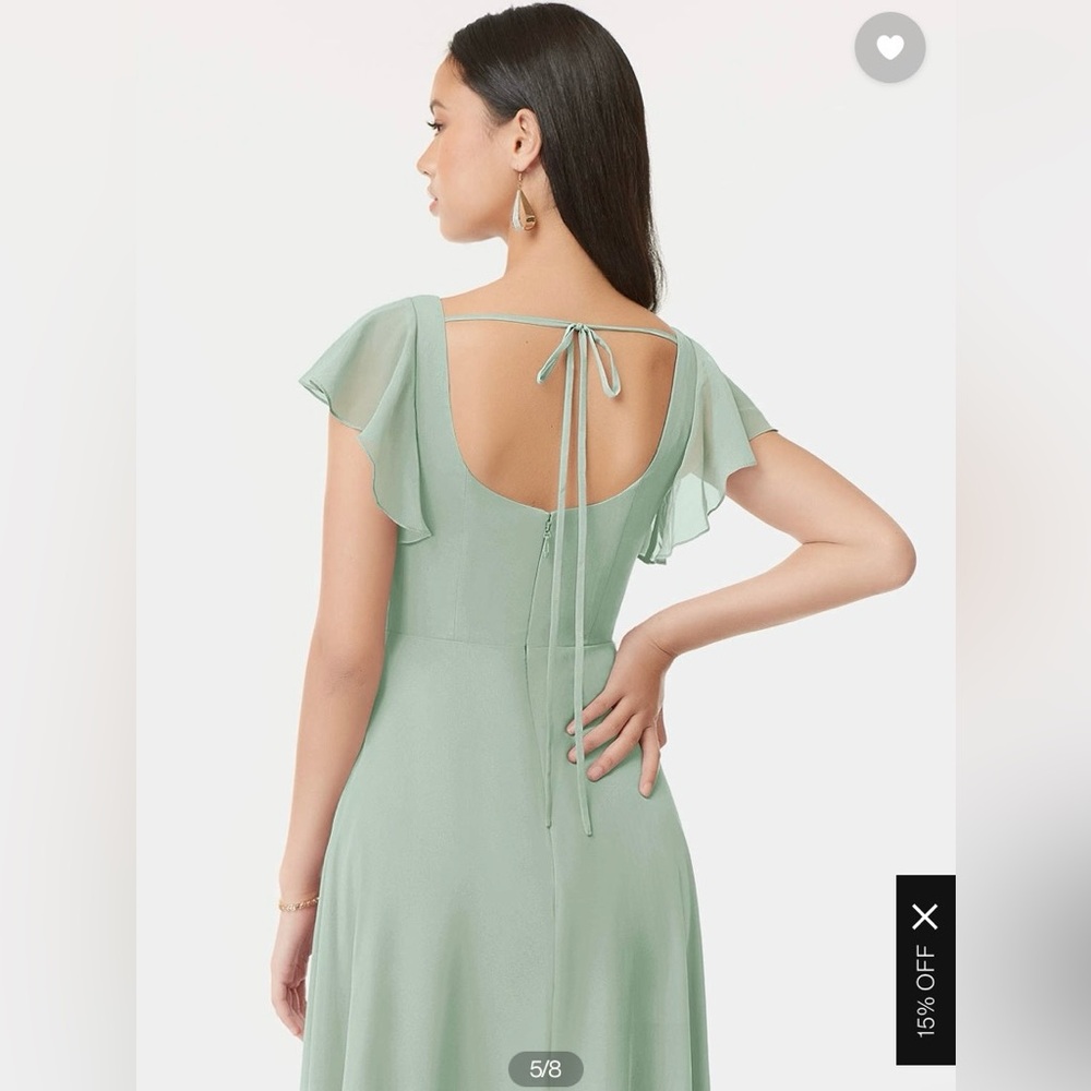 Light Green/Agave A-Line Ruffled Chiffon Floor Length Azazie Bondi Dress - Picture 5 of 8